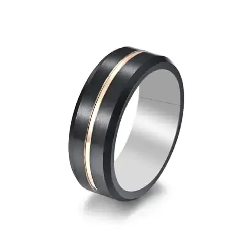 hecere Waterproof Tungsten Steel NFC Forum Type 2 215 496 Bytes Chip Universal for Mobile Phone All-Round Sensing Technology Wearable Smart Ring（Black Gold Tungsten NFC ring-17mm） - HECERE (1)