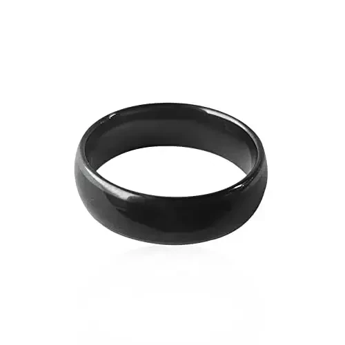 hecere Waterproof Ceramic NFC Ring, NFC Forum Type 2 215 496 Bytes Chip Universal for Mobile Phone, All-Round Sensing Technology Wearable Smart Ring, Fasion Ring for Men or Women (12#, Black) - 1