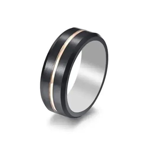 hecere Waterproof Tungsten Steel NFC Forum Type 2 215 496 Bytes Chip Universal for Mobile Phone All-Round Sensing Technology Wearable Smart Ring（Black Gold Tungsten NFC ring-20mm） - 1
