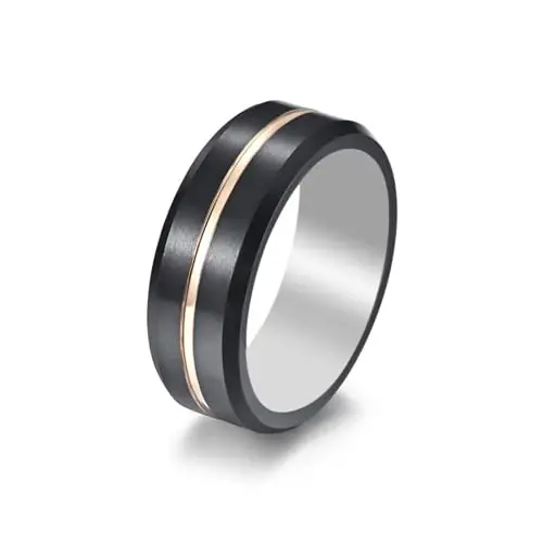 hecere Waterproof Tungsten Steel NFC Forum Type 2 215 496 Bytes Chip Universal for Mobile Phone All-Round Sensing Technology Wearable Smart Ring（Black Gold Tungsten NFC ring-20mm） - 1