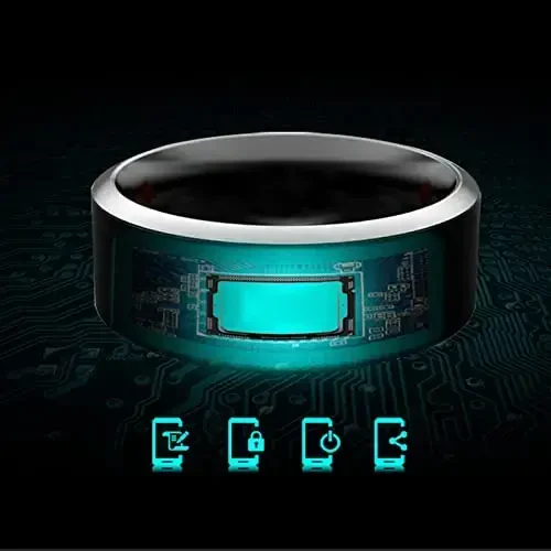 hecere Waterproof Tungsten Steel NFC Forum Type 2 215 496 Bytes Chip Universal for Mobile Phone All-Round Sensing Technology Wearable Smart Ring（Black Gold Tungsten NFC ring-22mm） - 6