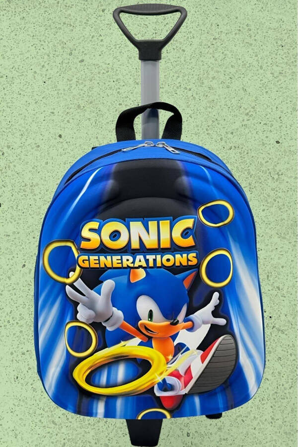 Hedgehog Sonic Kindergarten Preschool Pull-Along Wheeled 3D Eva Printed School Bag Backpack - 1