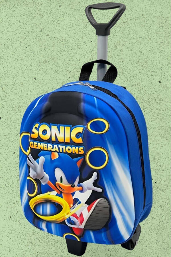 Hedgehog Sonic Kindergarten Preschool Pull-Along Wheeled 3D Eva Printed School Bag Backpack - 2