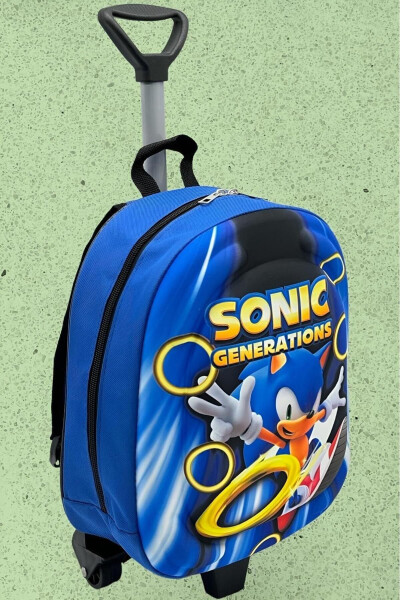 Hedgehog Sonic Kindergarten Preschool Pull-Along Wheeled 3D Eva Printed School Bag Backpack - 3