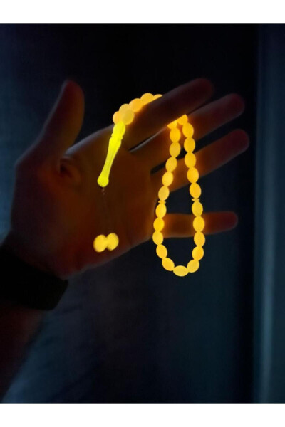 Hediye Kutulu Turuncu Fosforlu Arpa Kesim Kedi Gözü Toz Kehribar Tesbih - İNDİRİM CENTER