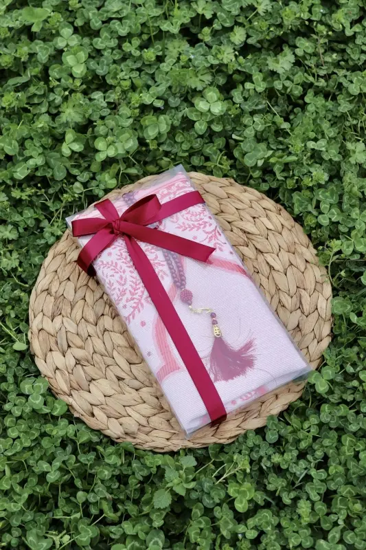 Hediyelik Pamuklu Seccade Seti S1004 Kırmızı-Kırmızı - BILENLER