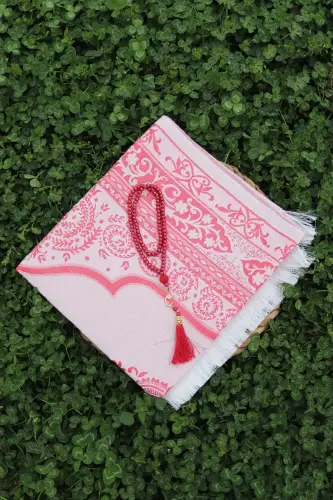 Hediyelik Pamuklu Seccade Seti S1004 Kırmızı-Kırmızı - 3