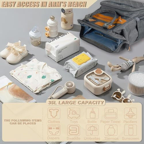 Heegel Diaper Backpack with Changing Pad, Baby Diaper Bag for Mom & Dad with Multipurpose Pockets, Large Stylish Baby Bag for Boy, Girl, Toddler (Dark Grey) - 6
