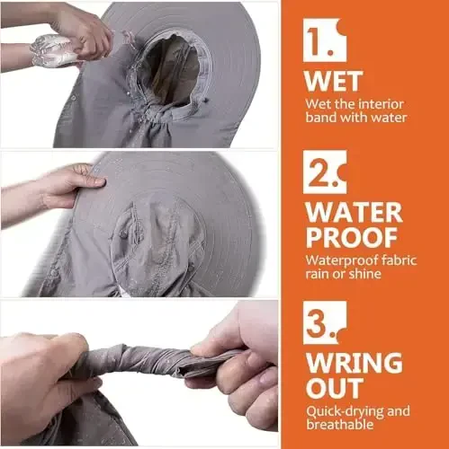 HEEHIPOO Erkaklar Ayollar Baliq Ovlash Shlyapasi UPF 50+ Keng Qirrali Quyosh Shlyapasi Yuz Qoplami va Bo'yin Qopqog'i bilan - 3