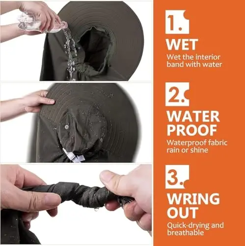 HEEHIPOO Erkaklar Ayollar Baliq Ovlash Shlyapasi UPF 50+ Keng Qirrali Quyosh Shlyapasi Yuz Qopqog'i va Bo'yin Qopqog'i bilan - 3