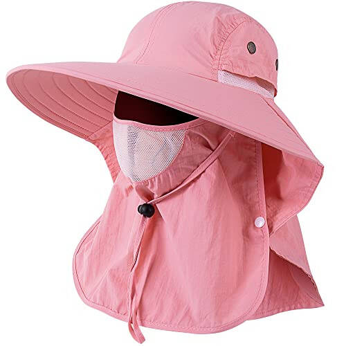 HEEHIPOO Mens Women Fishing Hat UPF 50+ Wide Brim Sun Hat with Face Cover & Neck Flap - 8