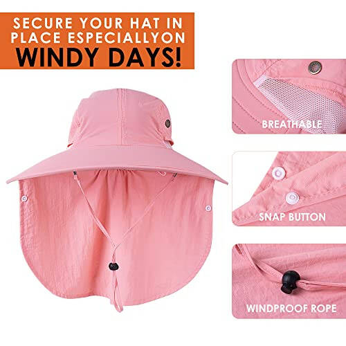 HEEHIPOO Mens Women Fishing Hat UPF 50+ Wide Brim Sun Hat with Face Cover & Neck Flap - 11