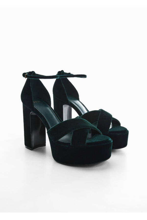 Heeled Velvet Sandals - 1