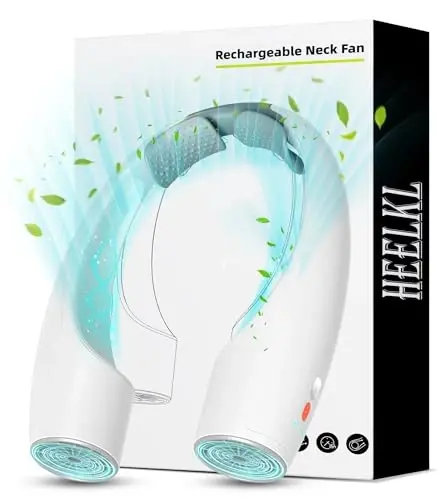 Heelkl AI Neck Fan, 4 Speeds Adjustable Portable Personal Fan Rechargeable, 4000 mAh Battery Faster Cooling Wearable Fan, Ultra Quiet for Home, Office, Travel, Outdoor 