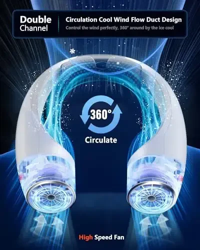 Heelkl AI Neck Fan, 4 Speeds Adjustable Portable Personal Fan Rechargeable, 4000 mAh Battery Faster Cooling Wearable Fan, Ultra Quiet for Home, Office, Travel, Outdoor - 5