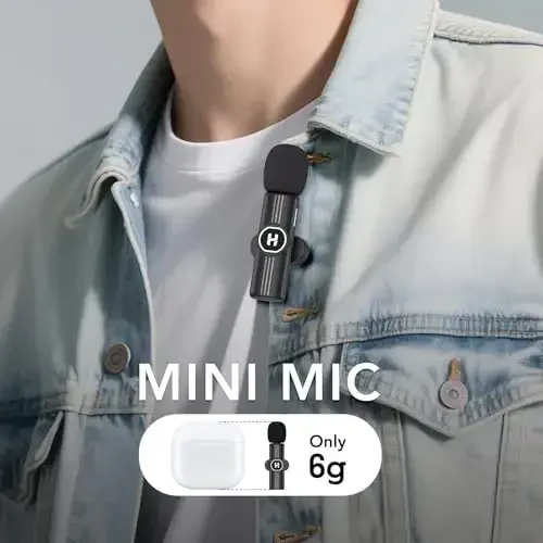 HEHOTTC iPhone, iPad, Android telefon uchun mini simsiz lavalier mikrofon - shovqinni kamaytiradigan USB C Bluetooth mikrofon, video yozish, Tiktok, YouTube, Vlog uchun qisqichli Omni Lav mikrofoni - HEHOTTC (1)