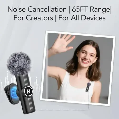 HEHOTTC iPhone, iPad, Android telefon uchun mini simsiz lavalier mikrofon - shovqinni kamaytiradigan USB C Bluetooth mikrofon, video yozish, Tiktok, YouTube, Vlog uchun qisqichli Omni Lav mikrofoni - 4