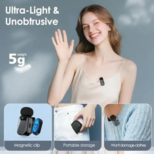 HEHOTTC Mini Wireless Lavalier Microphones for iPhone 15/16/17 & Android, 30H Battery Life with Charging Case, Lapel Microphone Wireless for Video Recording Vlogging - 3