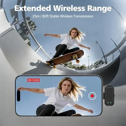 HEHOTTC Mini Wireless Lavalier Microphones for iPhone 15/16/17 & Android, 30H Battery Life with Charging Case, Lapel Microphone Wireless for Video Recording Vlogging - 5
