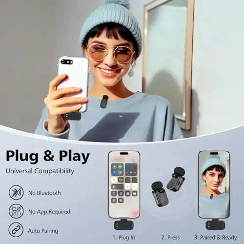 HEHOTTC Mini Wireless Lavalier Microphones for iPhone 15/16/17 & Android, 30H Battery Life with Charging Case, Lapel Microphone Wireless for Video Recording Vlogging - 6