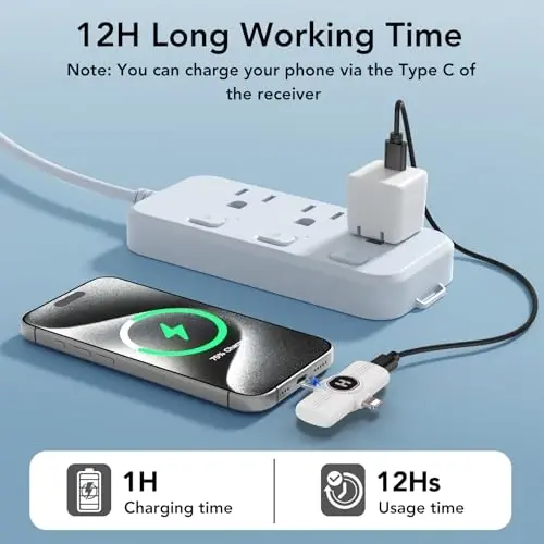 HEHOTTC Mini Wireless Lavalier Microphone for iPhone, iPad, Android Phone - 2in1 Microfono Lapel Bluetooth Mic for Recording, Clip on Omni Lav Mic for Video Recording, Tiktok, YouTube, Vlog - 1