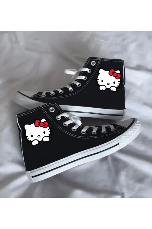 Hello Kitty Baskılı Siyah Bilekli Spor Ayakkabı Çocuk Sneaker - SİYAH HELLO - 1