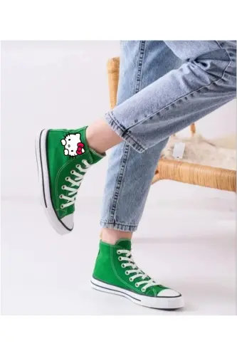 Hello Kitty bosma yozuvli yashil bilakli sport poyabzali bolalar krossovkasi - YASHIL HELLO - LEVENT ÖZCAN (1)