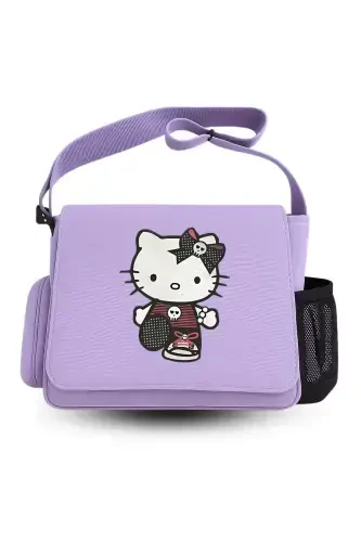 Hello Kitty Goth Baskılı Unisex Yeşil Postacı Çantası-Lila - TOUM (1)
