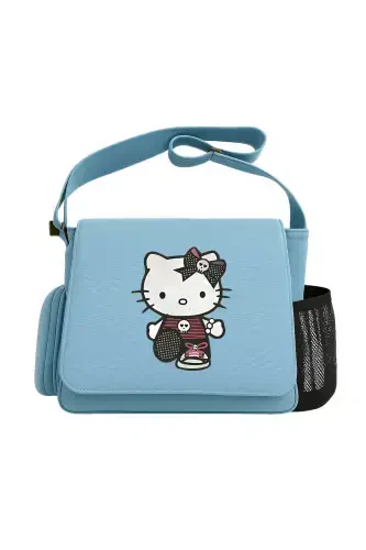 Hello Kitty Goth Baskılı Unisex Yeşil Postacı Çantası-Mavi - MODAZONE (1)