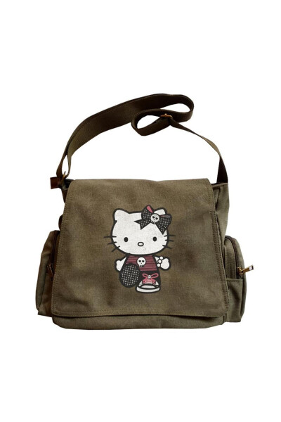 Hello Kitty Goth Bosilgan Unisex Yashil Pochta Xaltasi - 1