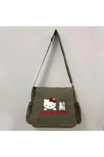 Hello Kitty Printed Unisex Messenger Bag-Green - 1