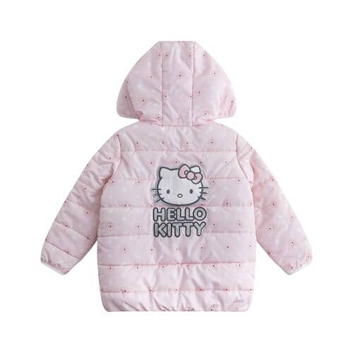 Hello Kitty Sanrio Girls Hooded Puffer Jacket with Ears for Toddler and Big Kids - 5