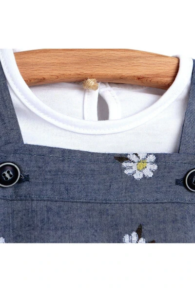 HelloBaby Basic Kız Bebek Papatyalı Denim Salopet- - EBEBEK HELLO BABY (1)