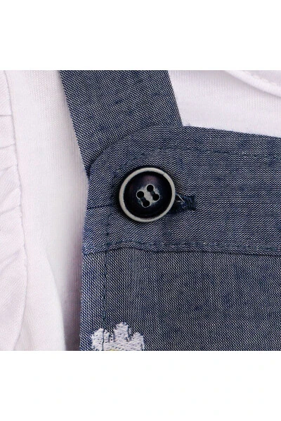 HelloBaby Basic Kız Bebek Papatyalı Denim Salopet- - 3
