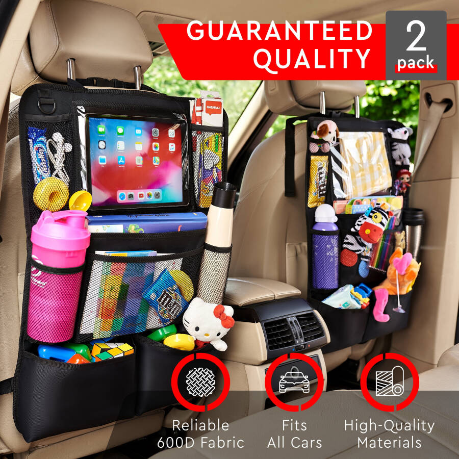Helteko Backseat Car Organizer with 9 Storage Pockets, Polyester, 25 in x 19 in, 2 Pack, Ocean Blue - 26