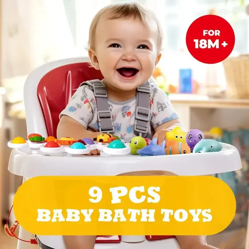 Hely Cancy Infant Bath Toys for 18 Months - No Hole Animal Bathtub Toys, Baby Bath Tub Toys - 6