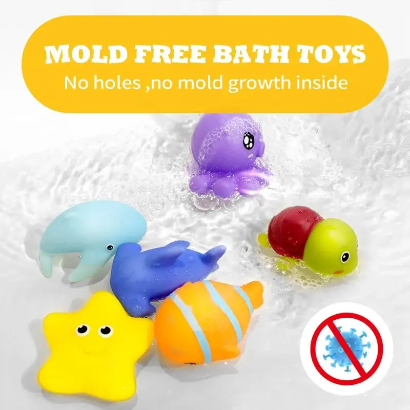 Hely Cancy Infant Bath Toys for 18 Months - No Hole Animal Bathtub Toys, Baby Bath Tub Toys - 2