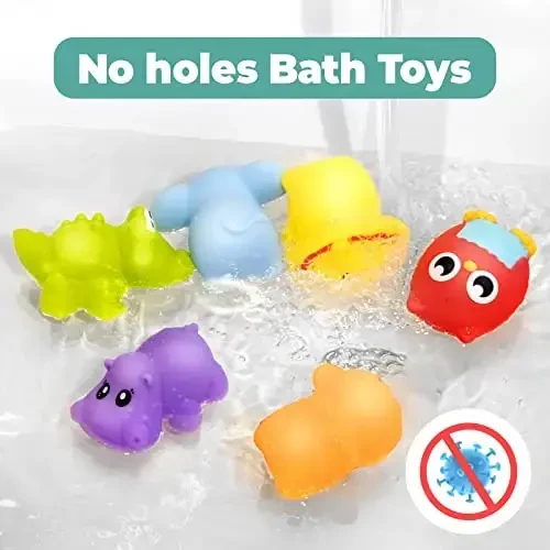 Hely Cancy Infant Bath Toys for 18 Months - No Hole Animal Bathtub Toys, Baby Bath Tub Toys - 3