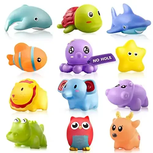 Hely Cancy Infant Bath Toys for 18 Months - No Hole Animal Bathtub Toys, Baby Bath Tub Toys 