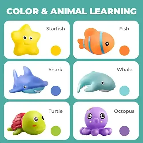 Hely Cancy Infant Bath Toys for 18 Months - No Hole Animal Bathtub Toys, Baby Bath Tub Toys - 5