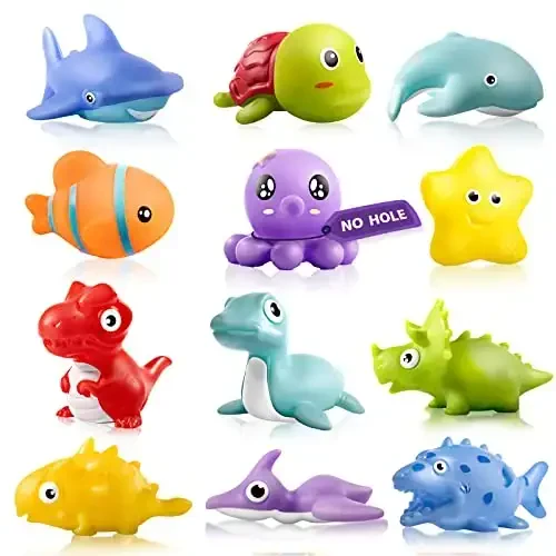 Hely Cancy Infant Bath Toys for 18 Months - No Hole Animal Bathtub Toys, Baby Bath Tub Toys 