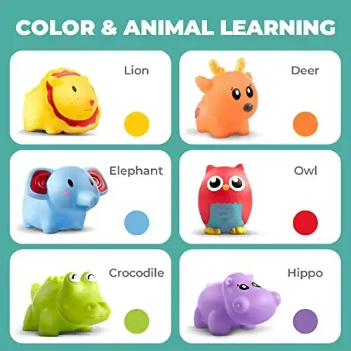 Hely Cancy Infant Bath Toys for 18 Months - No Hole Animal Bathtub Toys, Baby Bath Tub Toys - 6