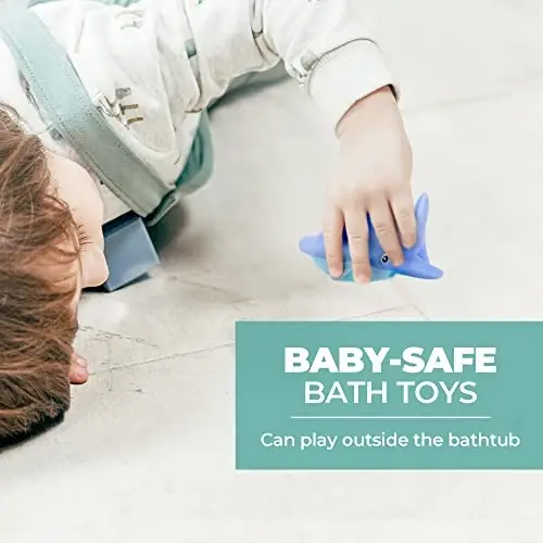 Hely Cancy Infant Bath Toys for 18 Months - No Hole Animal Bathtub Toys, Baby Bath Tub Toys - 4