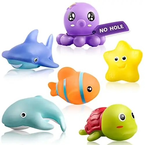 Hely Cancy Infant Bath Toys for 18 Months - No Hole Animal Bathtub Toys, Baby Bath Tub Toys - HELY