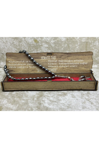 Hematit Stone 33 Grain Barley Cut Natural Stone Men's Tasbih - GRS OYUNCAK