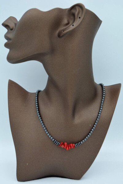 Hematite coral necklace for protection and healing. - 1