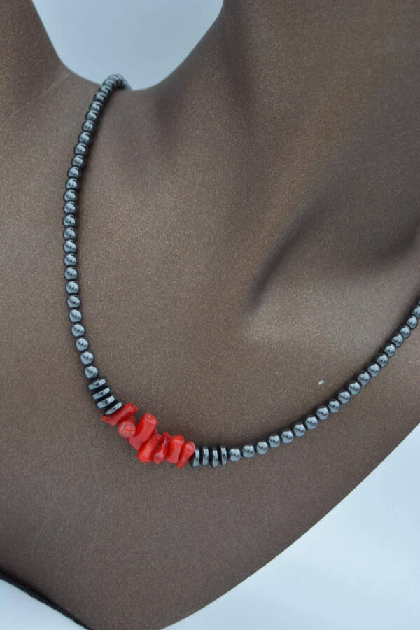 Hematite coral necklace for protection and healing. - 2