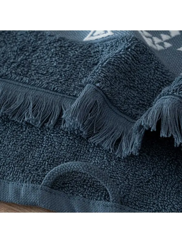 Hereke 3-Piece Towel Set 100% Cotton Jacquard Blue-Blue - 4