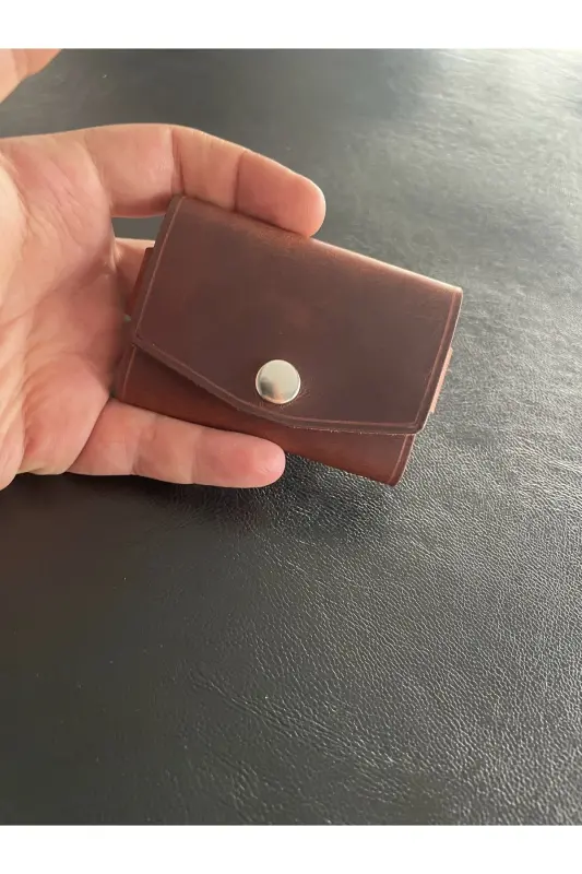 Hermes Series Handmade Genuine Leather Horizontal Card Holder-black - 2