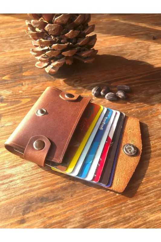 Hermes Series Handmade Genuine Leather Horizontal Card Holder-black - 3